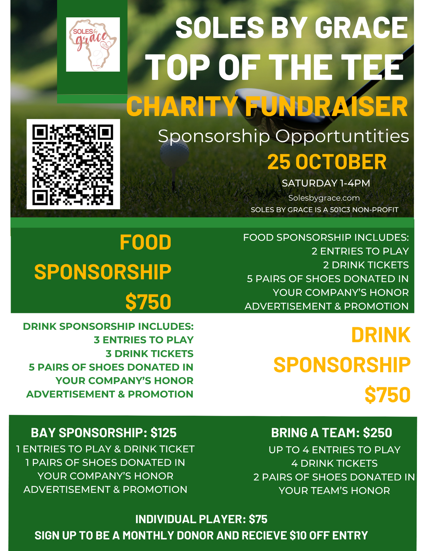 SBG 2025 2nd Annual Top Of The Tee Charity Fundraiser - Sponsorship